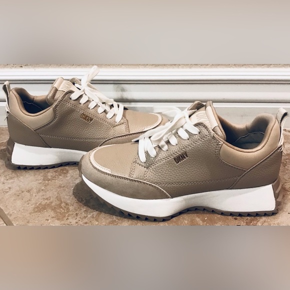 Dkny Shoes - DKNY Nala Leather & Suede Tan/White Sneakers - Size 7M